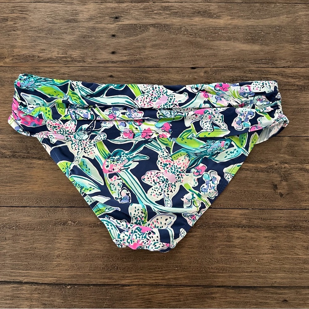 Lilly‎ Pulitzer size 10 Lagoon Sarong Hipster Bikini Bottom Swimsuit Navy Blue - Picture 3 of 6